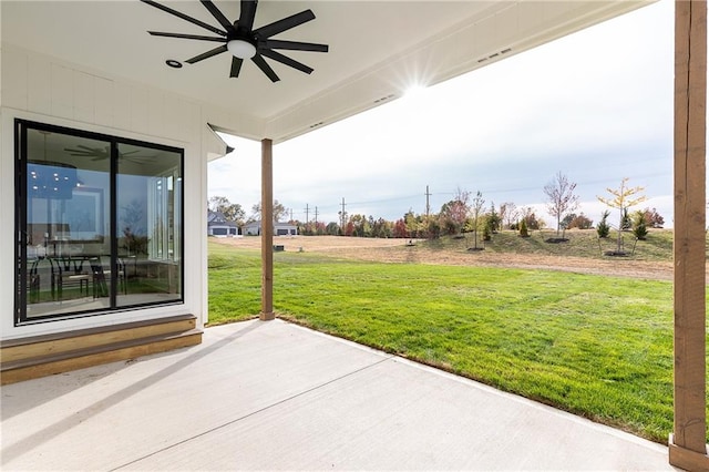 view of patio with ceiling fan