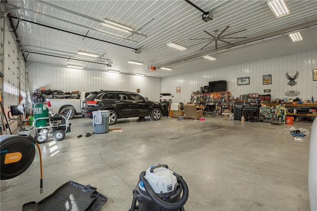 garage featuring a workshop area