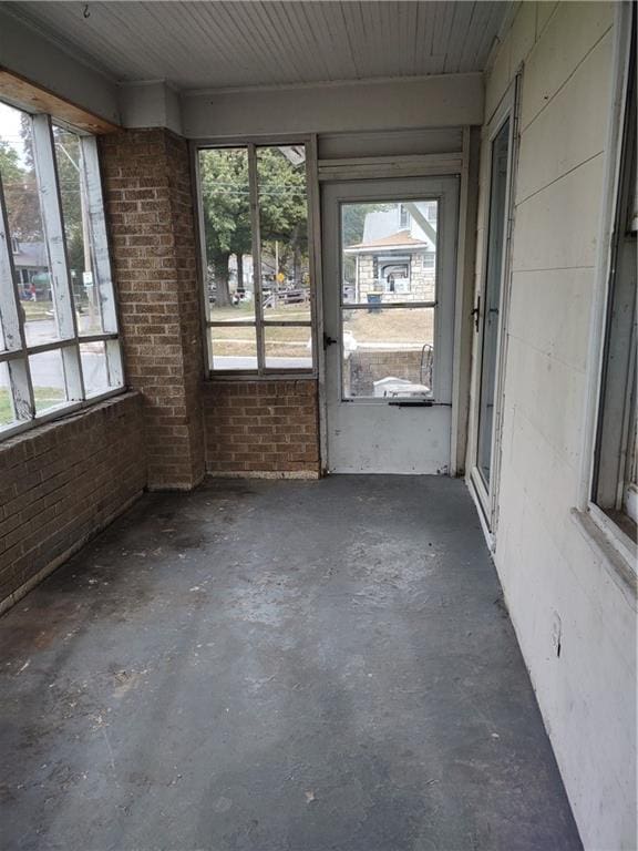 view of unfurnished sunroom