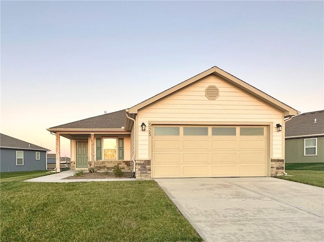 view of front of home with a lawn