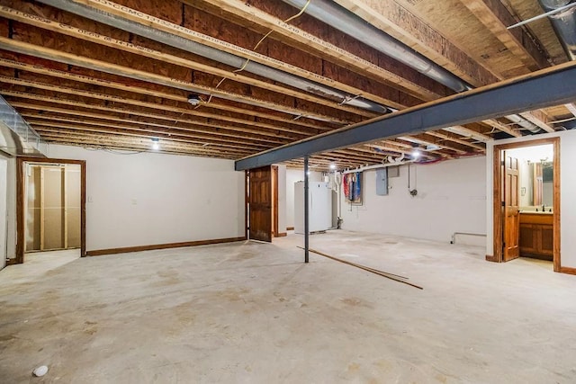 basement with water heater