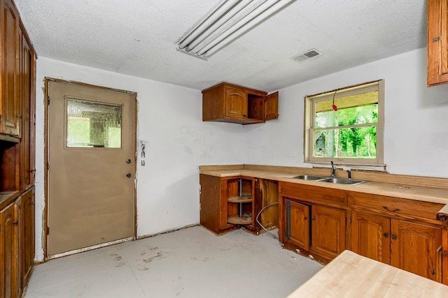 kitchen with sink and a textured ceiling