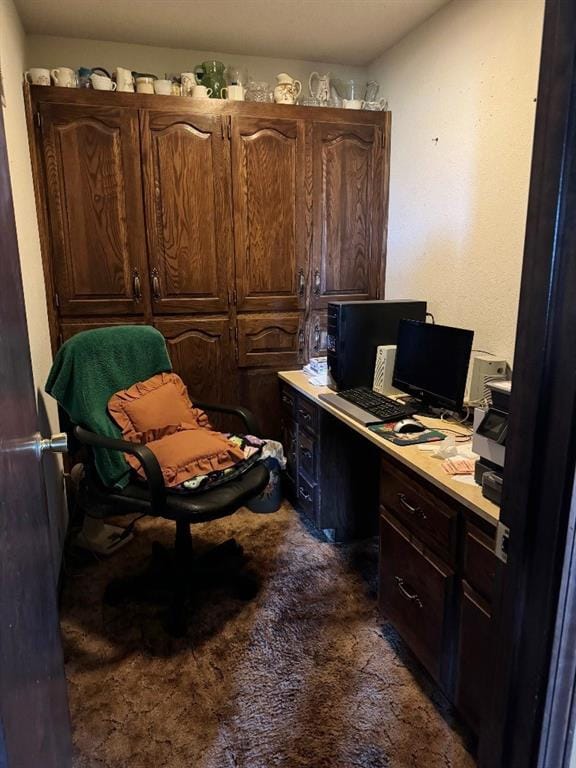 office area with dark carpet