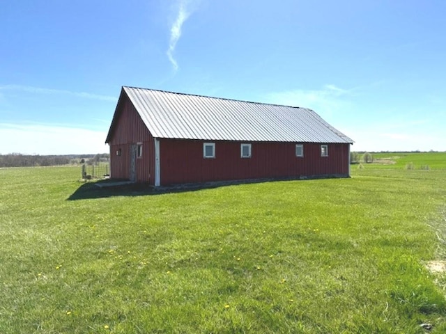 exterior space featuring a rural view and a lawn