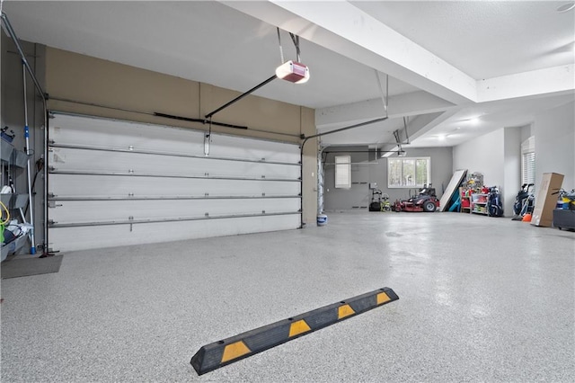 garage with a garage door opener