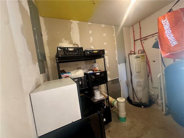 utility room with water heater