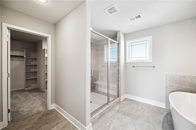 bathroom with plus walk in shower