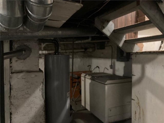 basement with water heater