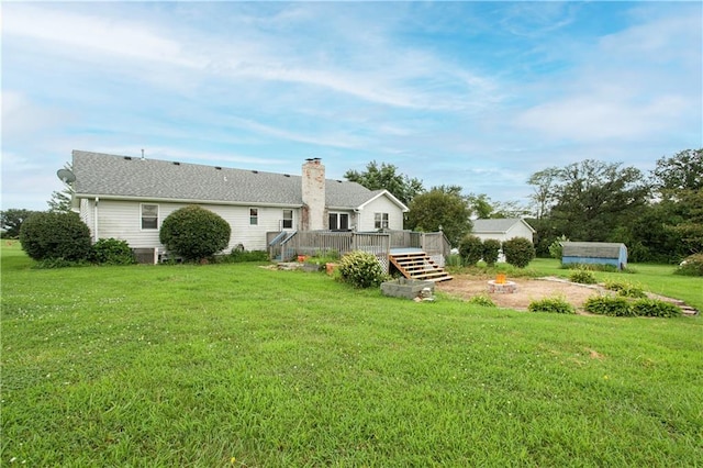 view of yard with a deck