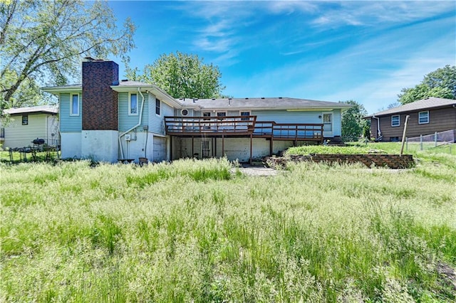 view of yard with a deck