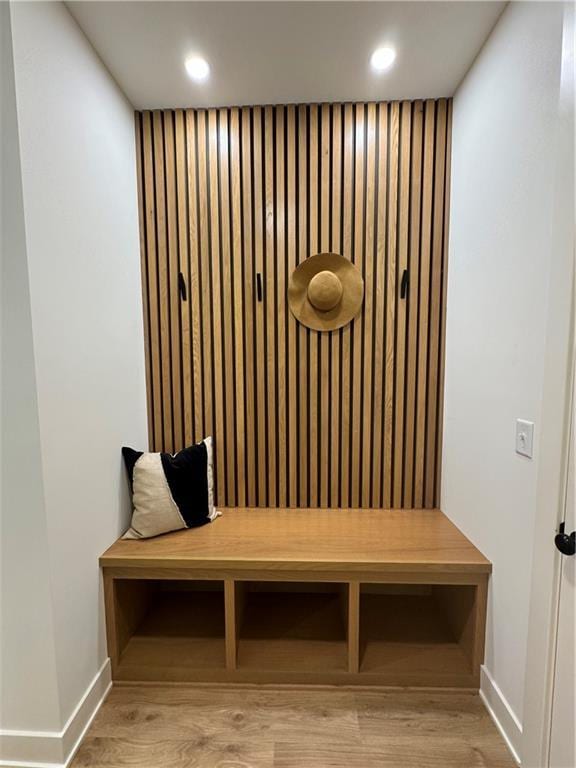 mudroom featuring light hardwood / wood-style flooring