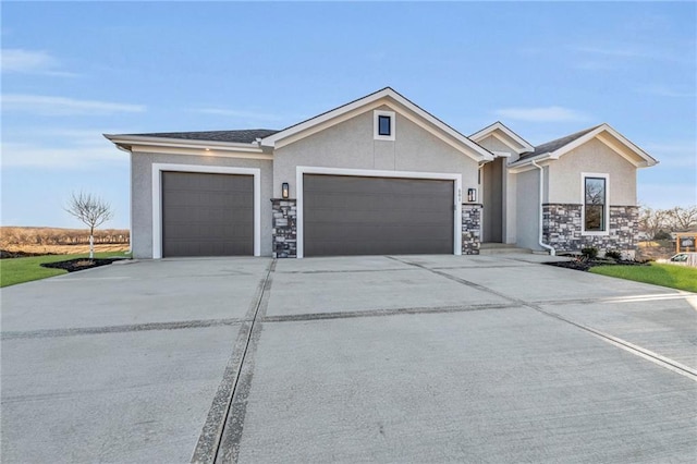 single story home with a garage