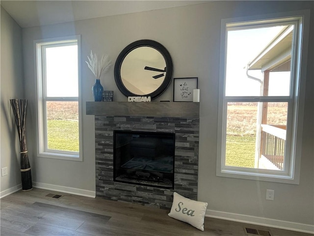 living room with hardwood / wood-style floors