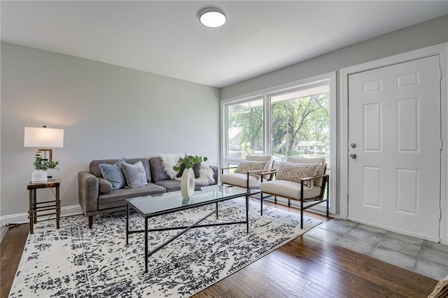 view of tiled living room