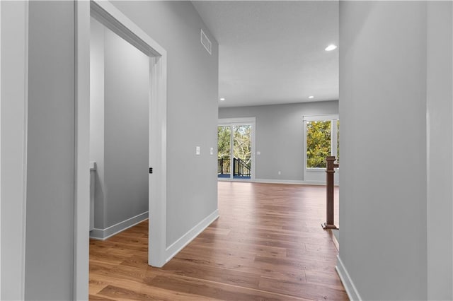 hallway featuring light wood-type flooring