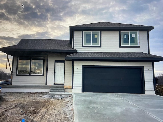 prairie-style house with a garage