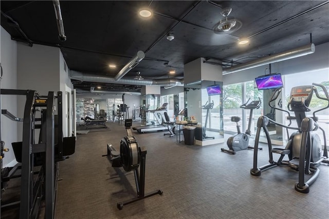 gym featuring carpet