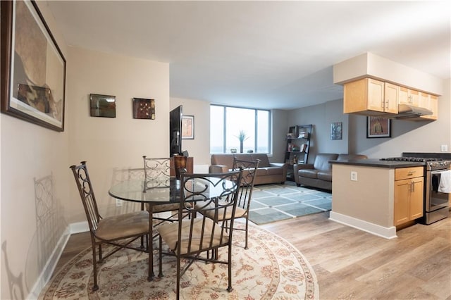 dining area with light hardwood / wood-style floors