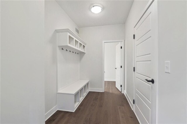 mudroom with dark hardwood / wood-style floors