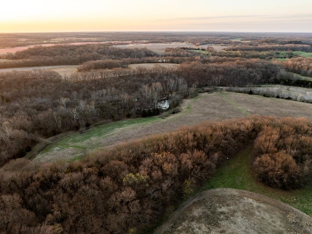 view of aerial view at dusk