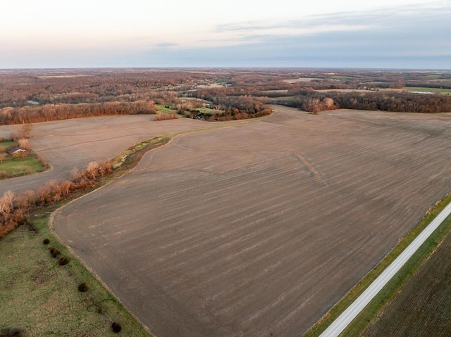 birds eye view of property with a rural view