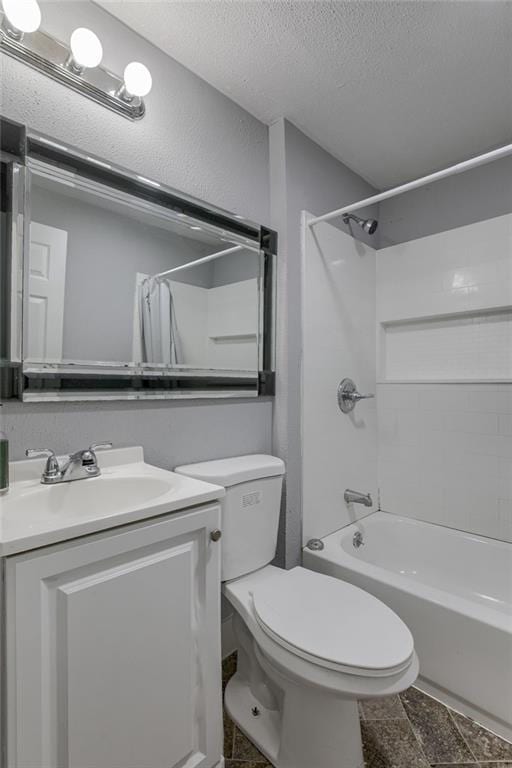 full bathroom with  shower combination, tile flooring, toilet, and vanity