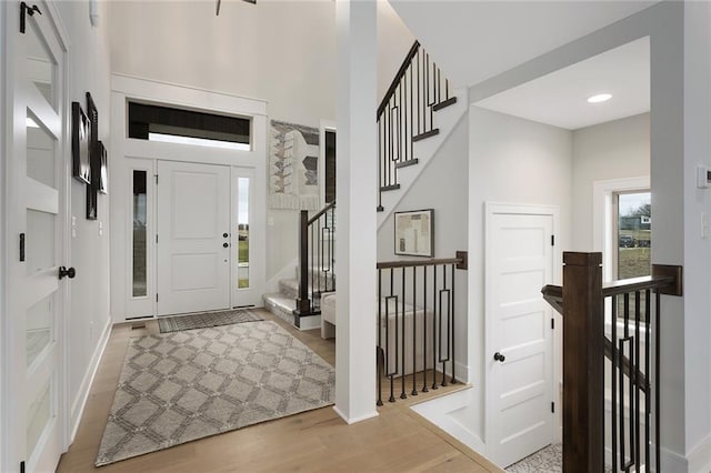 foyer featuring light wood-type flooring