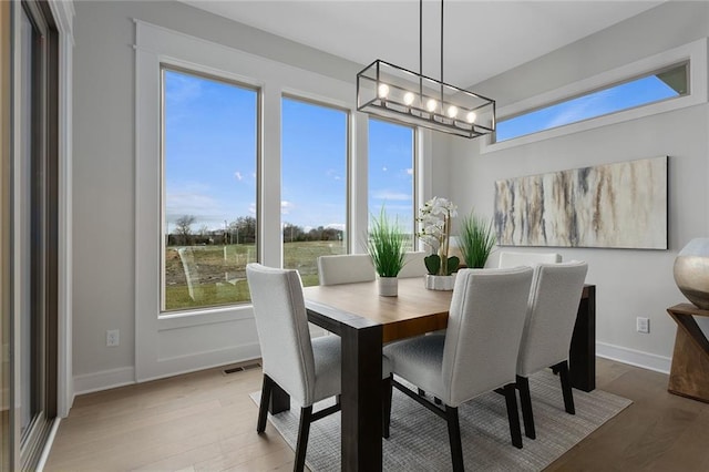 dining area with light hardwood / wood-style flooring