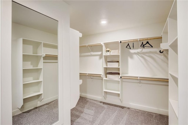 walk in closet featuring carpet