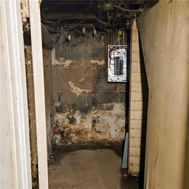 basement with electric panel