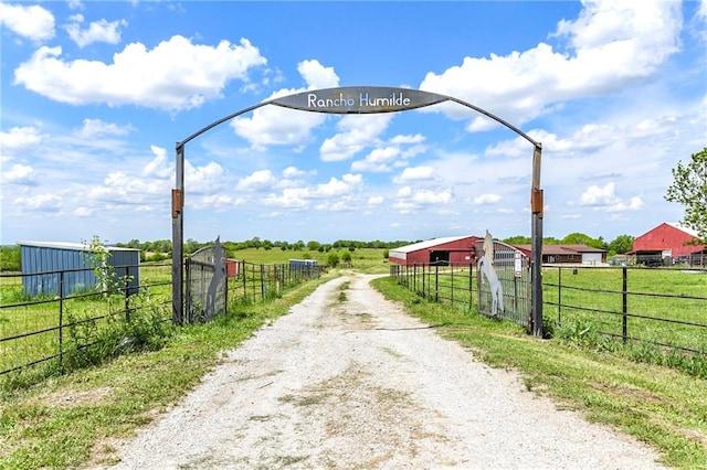 view of road with a rural view