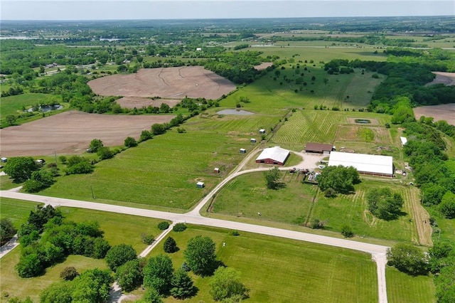 bird's eye view with a rural view