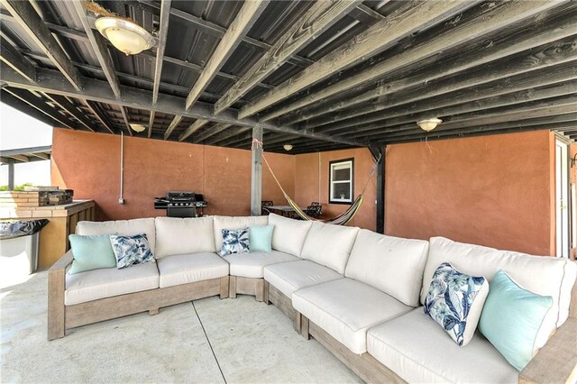 interior space featuring an outdoor hangout area