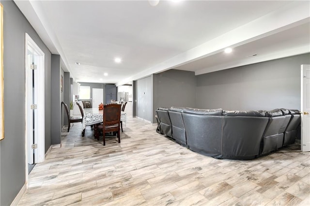 living room featuring light hardwood / wood-style flooring