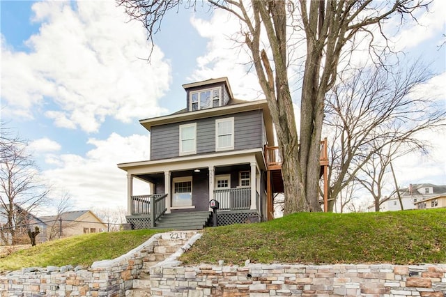 view of front of home featuring covered porch