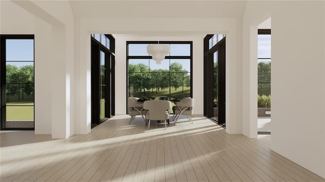 entryway featuring a notable chandelier and hardwood / wood-style floors