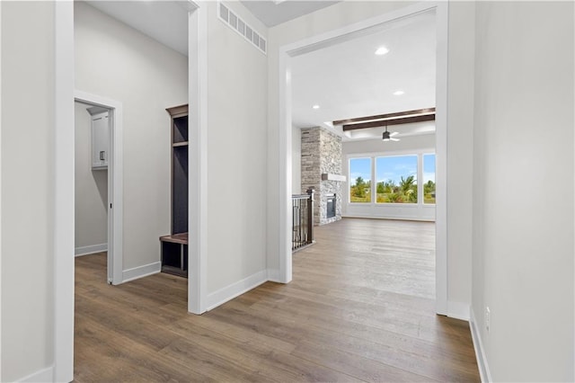 hall featuring hardwood / wood-style floors