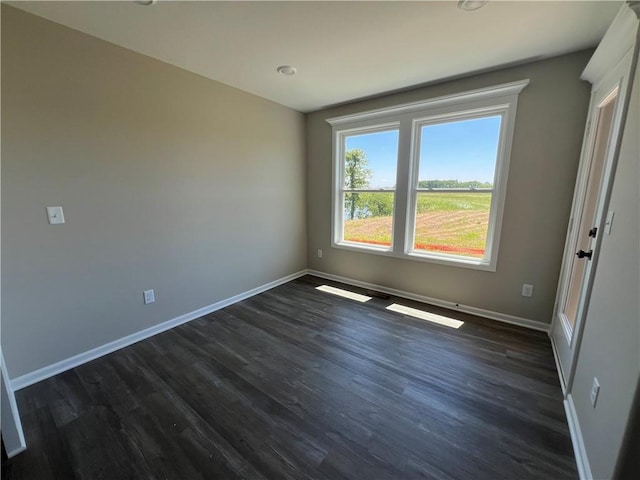 empty room featuring dark hardwood / wood-style flooring