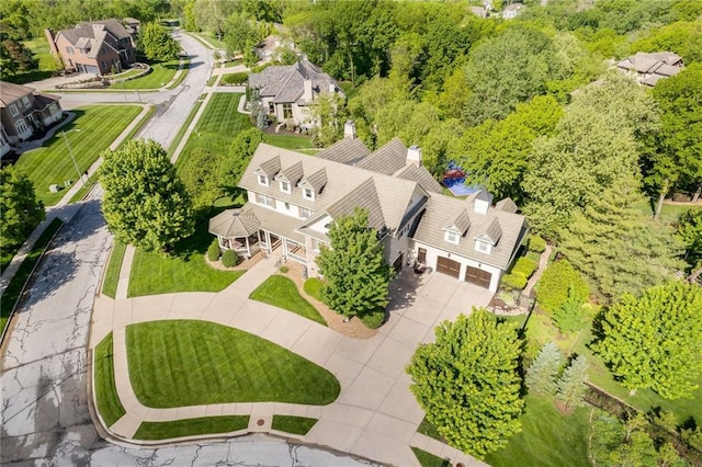 bird's eye view with a residential view