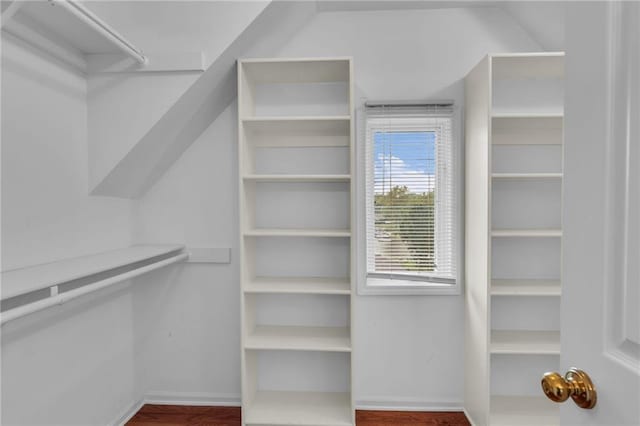 walk in closet featuring hardwood / wood-style floors