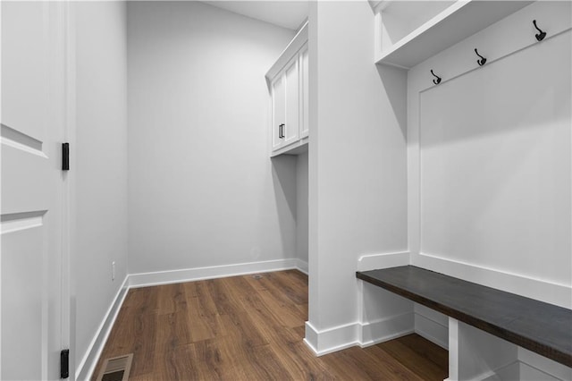 mudroom featuring dark hardwood / wood-style flooring