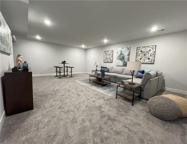 living room featuring carpet flooring