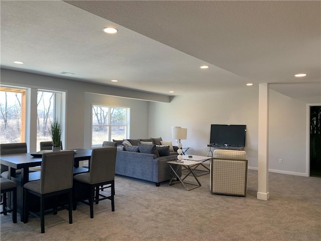 view of carpeted dining room