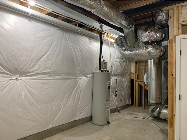 basement with electric water heater