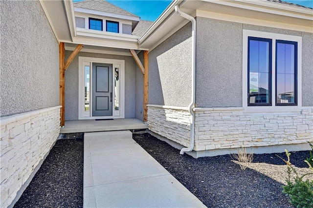 22047 W 94th St, Lenexa, KS 66220 - property entrance with stucco siding and stone siding