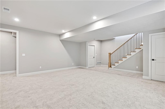 22047 W 94th St, Lenexa, KS 66220 - finished basement with carpet floors, recessed lighting, and stairway