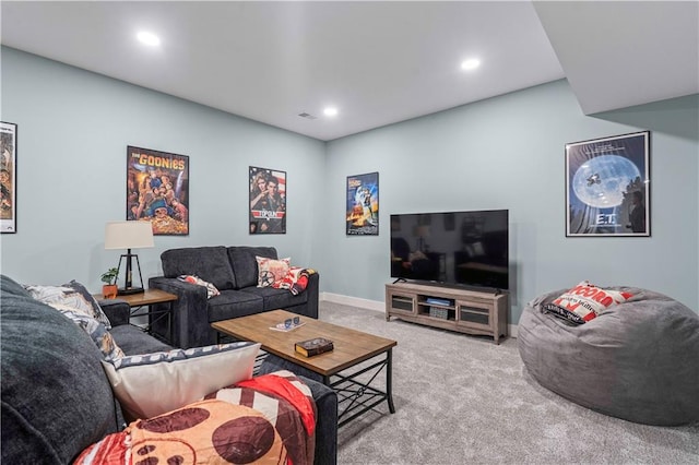 living room with carpet floors