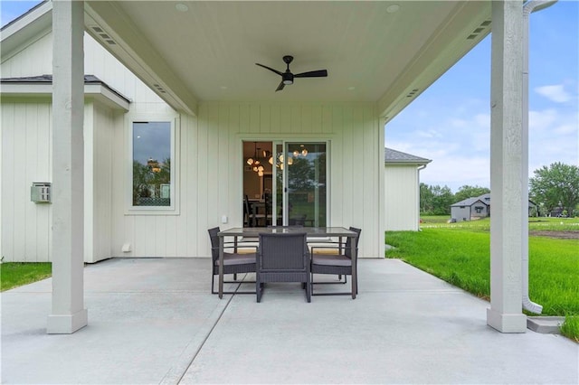 view of patio / terrace featuring ceiling fan