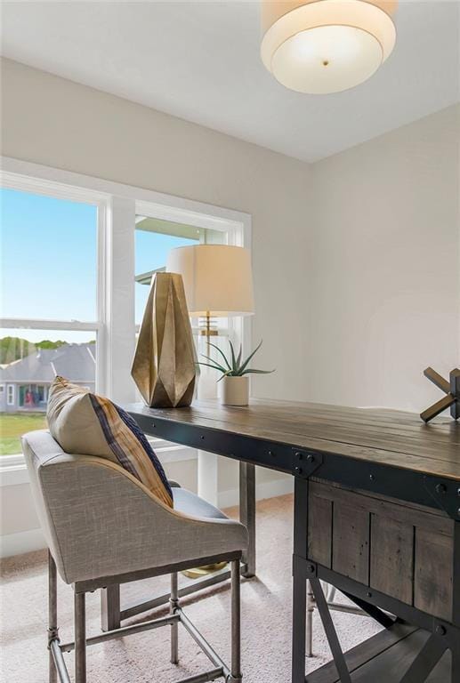 office area with plenty of natural light, carpet, and baseboards