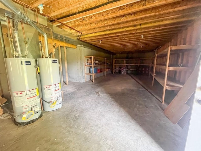 basement with water heater